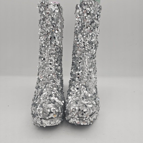 Abound Steffie Silver Sequin Platform Booties Women's Size 6.5 NWOT - Picture 3 of 10